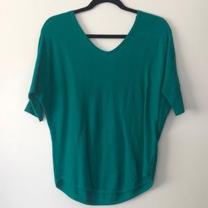 Green knit blouse